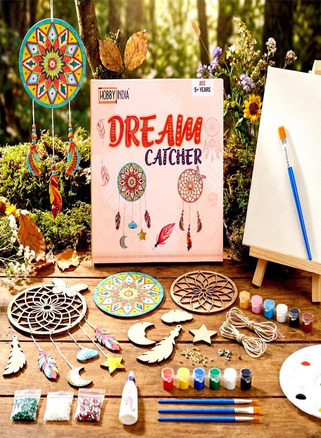 HOBBY INDIA DIY Dream Catcher Making Kit for Kids & Adults | Mandala Art & Craft Painting Set | Creative Big Size Wall Hanging Craft for Bedroom & Living Room | Birthday, Christmas & Return Gift - Image 1
